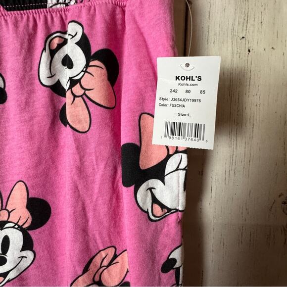 Disney Minnie Mouse Pink Graphic Women's Drawstring Pajamas Sz L NWT - Picture 4 of 6